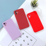 Case For iphone 11 12 Pro Max X XS Max XR Liquid Silicone Candy Color Plain Soft Cover Case