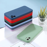 Case For iphone 11 12 Pro Max X XS Max XR Liquid Silicone Candy Color Plain Soft Cover Case