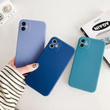Case For iphone 11 12 Pro Max X XS Max XR Liquid Silicone Candy Color Plain Soft Cover Case